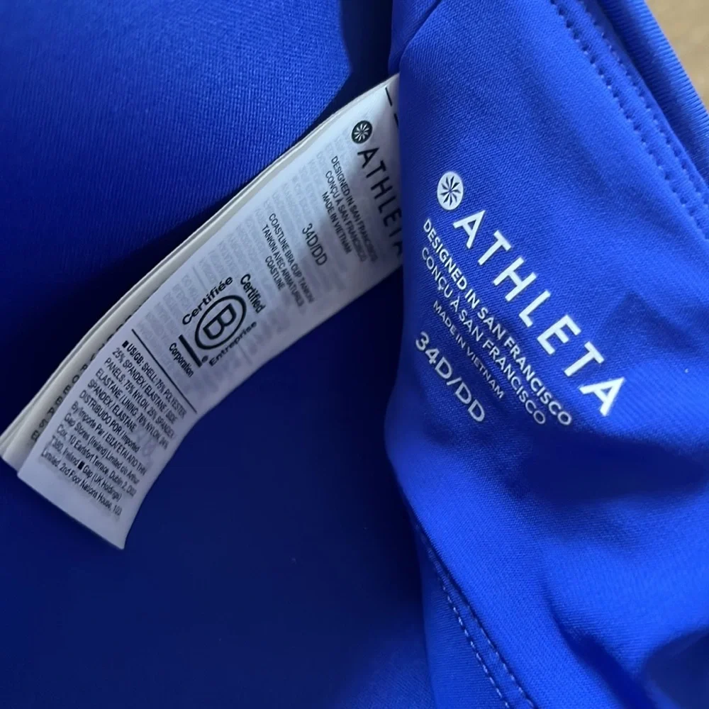 Athleta Coastline Bra Cup Tankini Cinch Full Bottom in Cerulean Blue